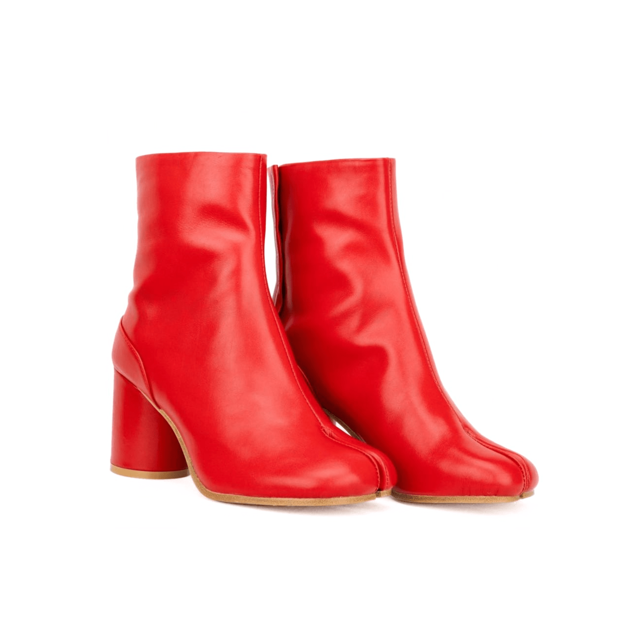 Leather Tabi Split-Toe Red Boots