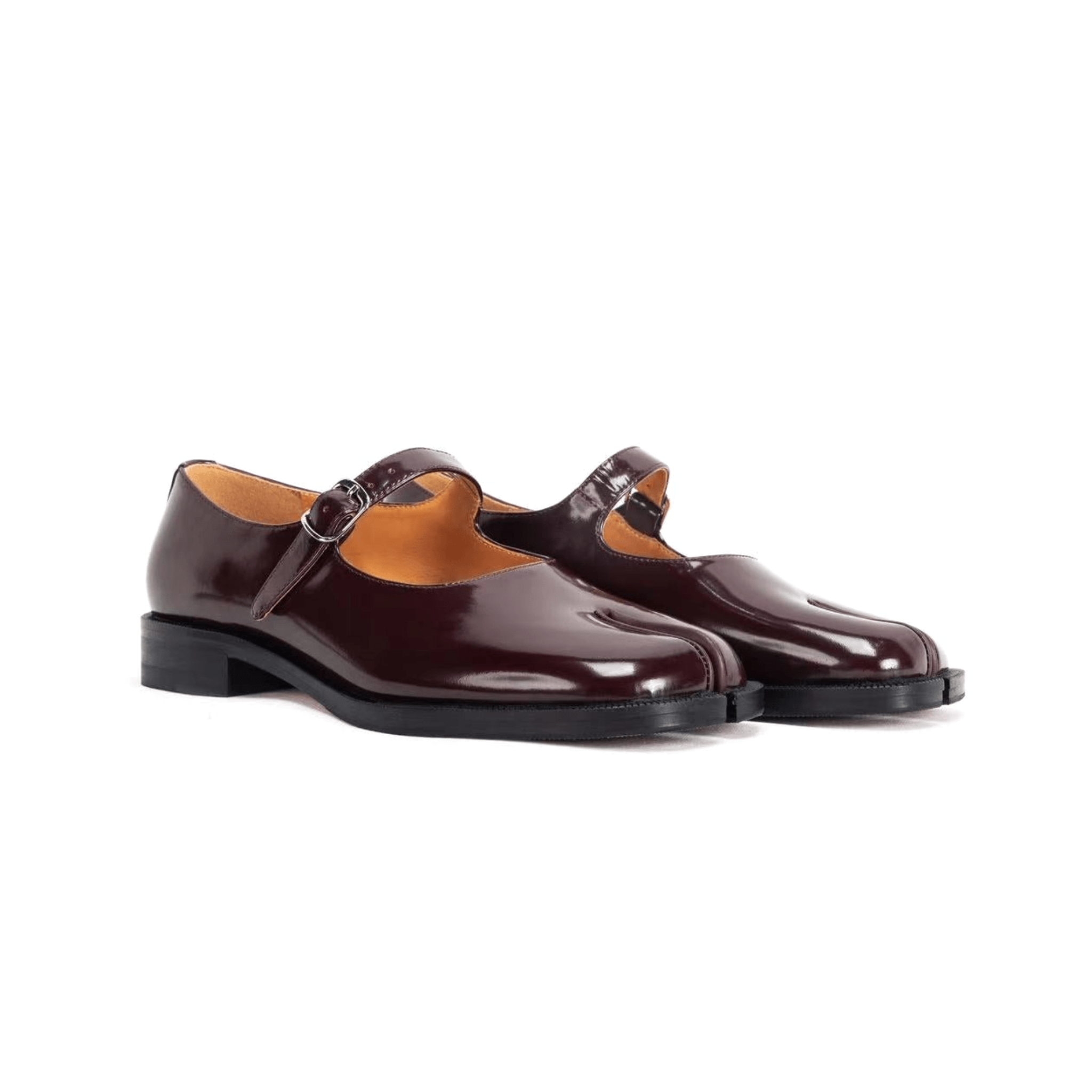 Burgundy Leather Tabi Shoes