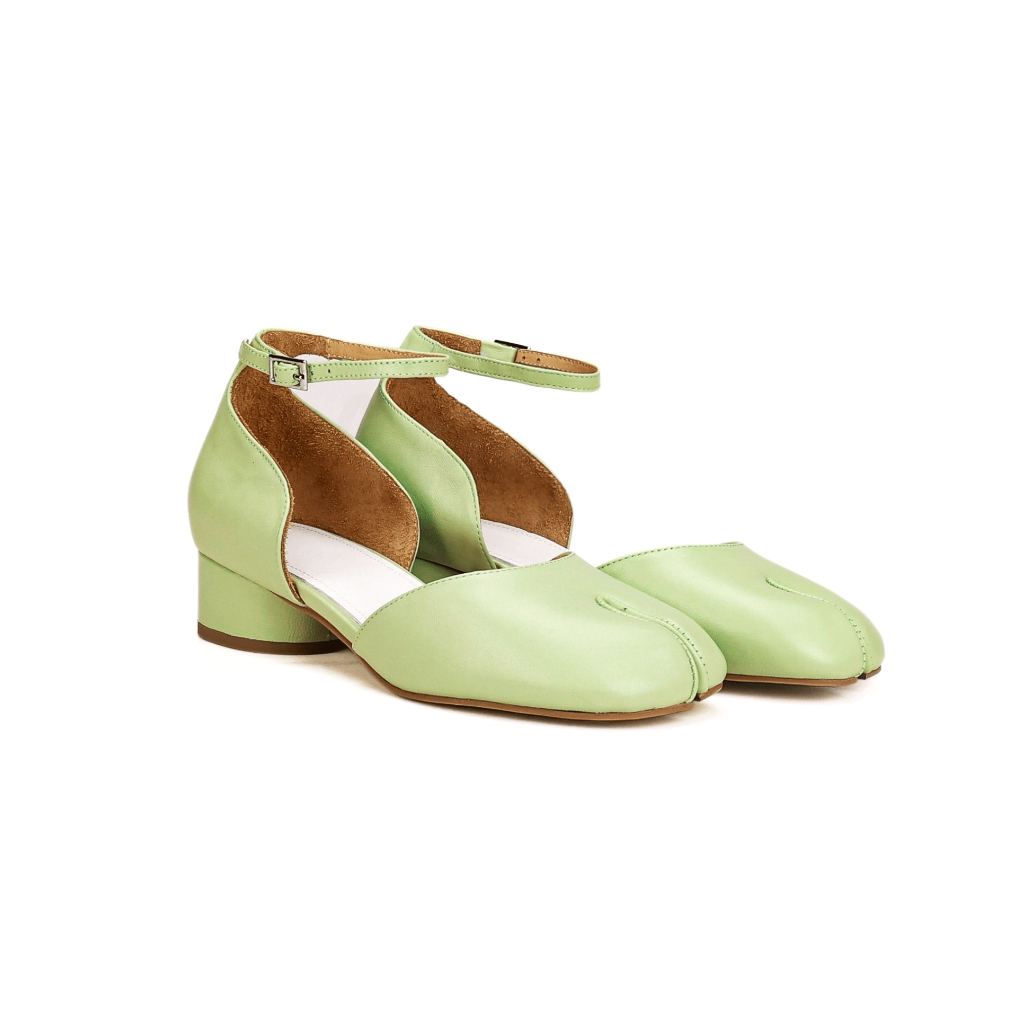 Green Leather Strap Sandals