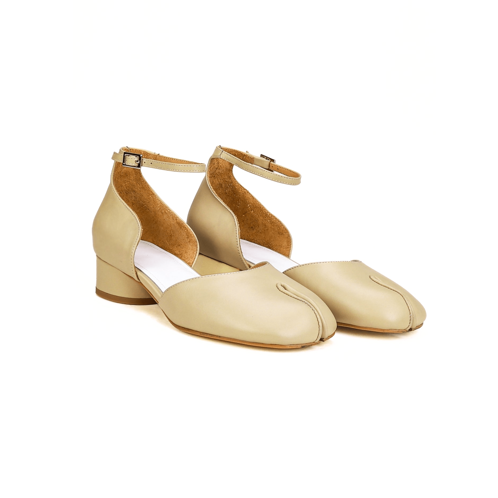 Beige Leather Tabi Summer Strap Sandals