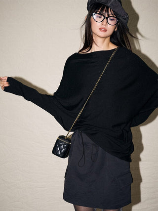 Asymmetric Knit Poncho - Sofia Romano