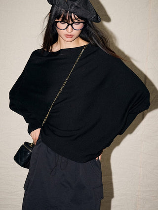 Asymmetric Knit Poncho - Sofia Romano