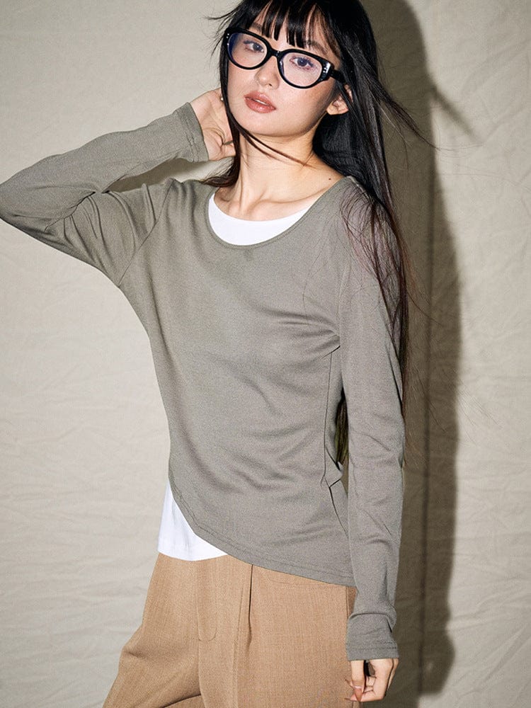 Asymmetrical Hem Layered Knit Top - Sofia Romano