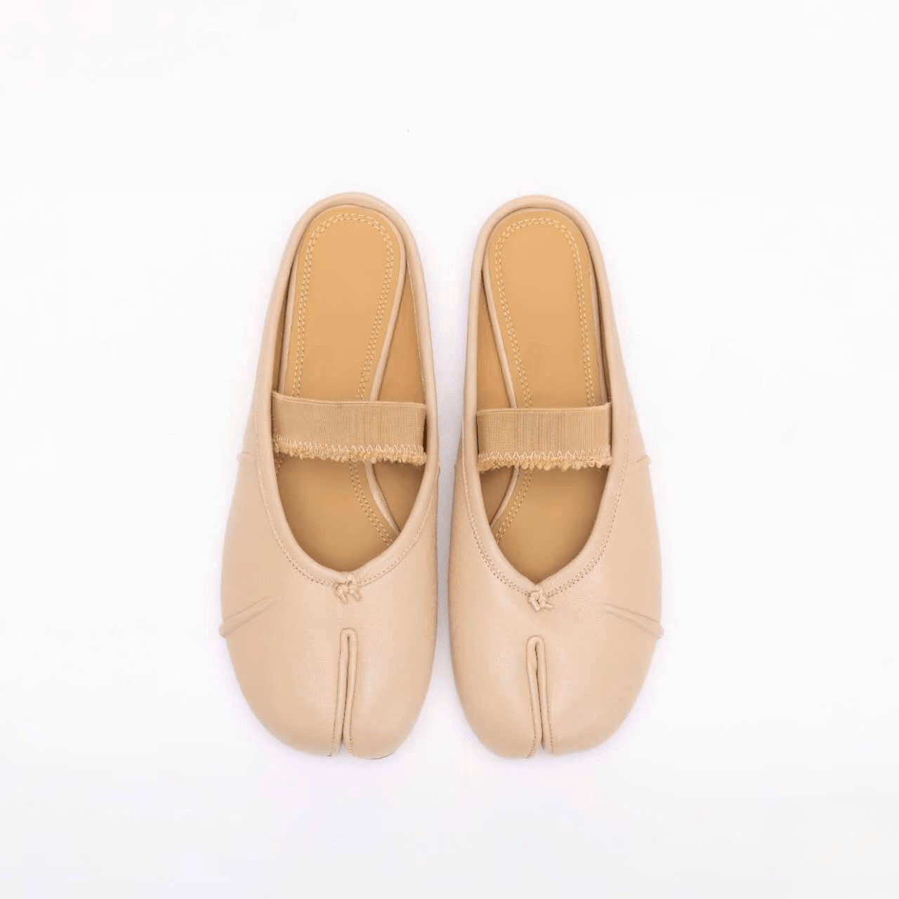 Beige Leather Tabi Ballerinas Mule - Sofia Romano