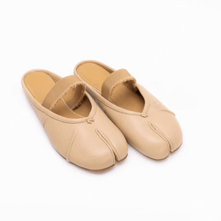 Beige Leather Tabi Ballerinas Mule - Sofia Romano