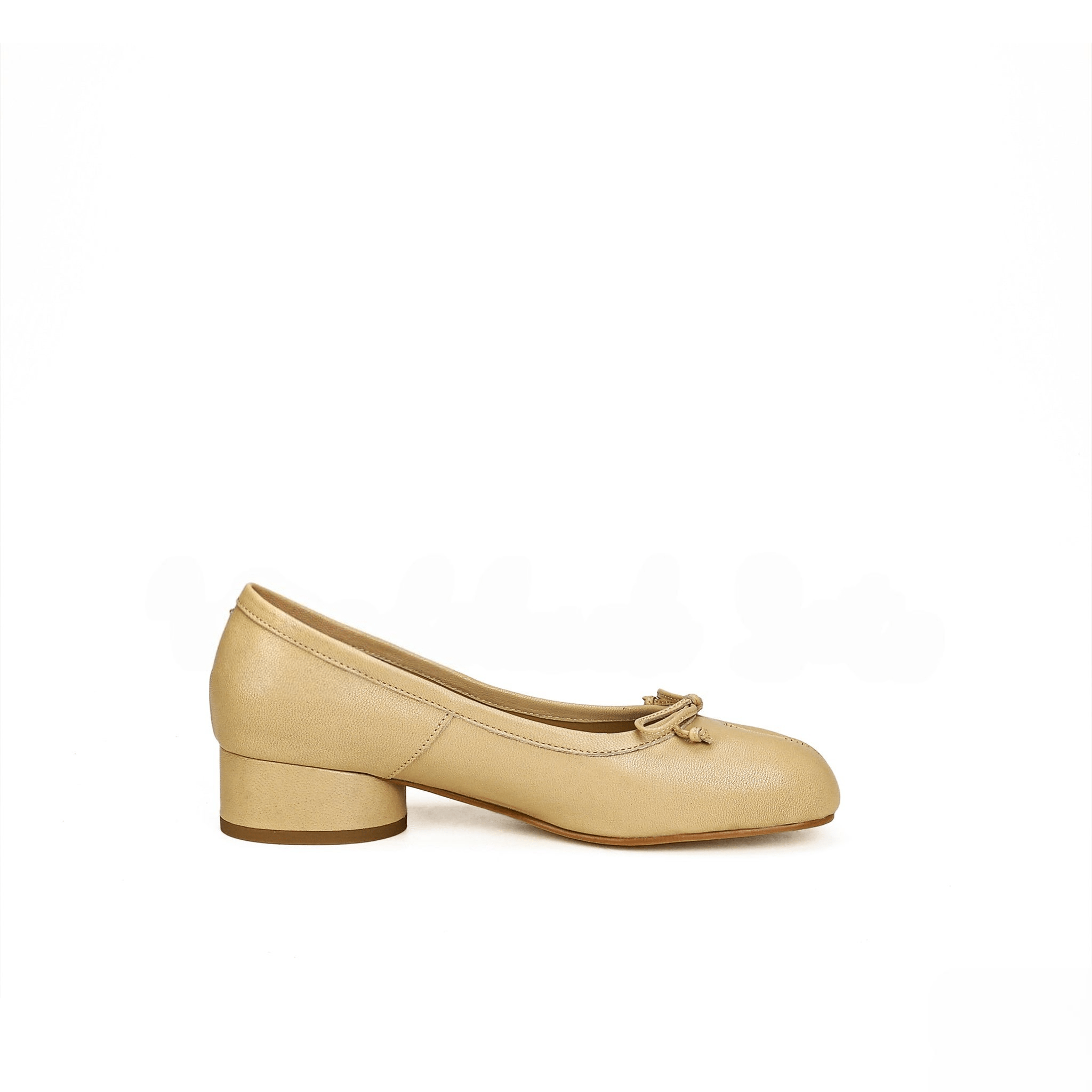 Beige Tabi Split Toe Leather Flats - Sofia Romano