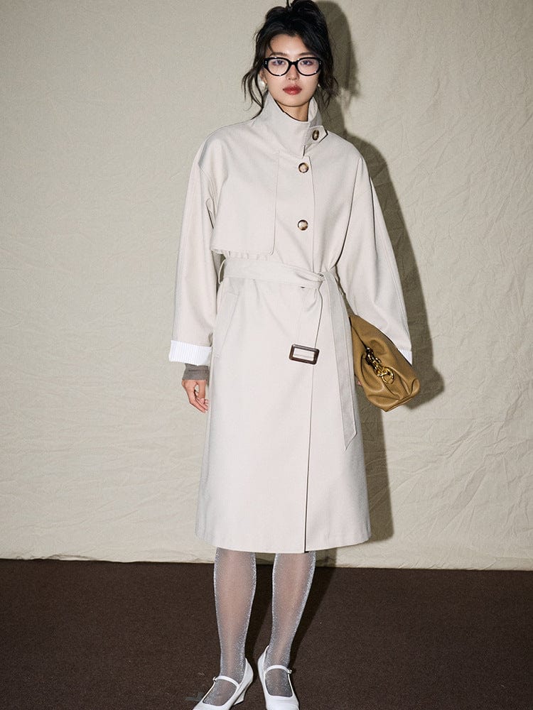 Belted Long Trench Coat - Sofia Romano