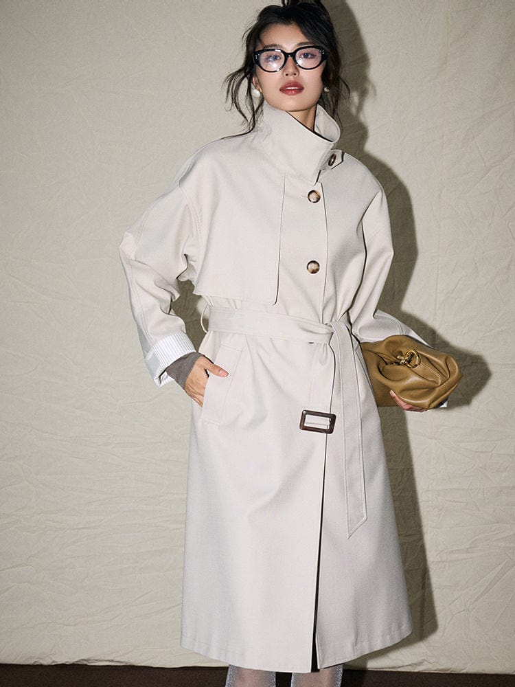 Belted Long Trench Coat - Sofia Romano