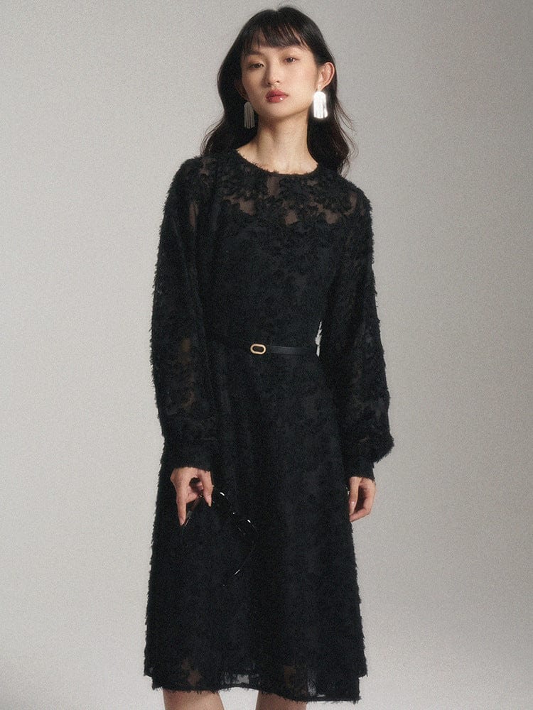 Black Lace Midi Dress - Sofia Romano