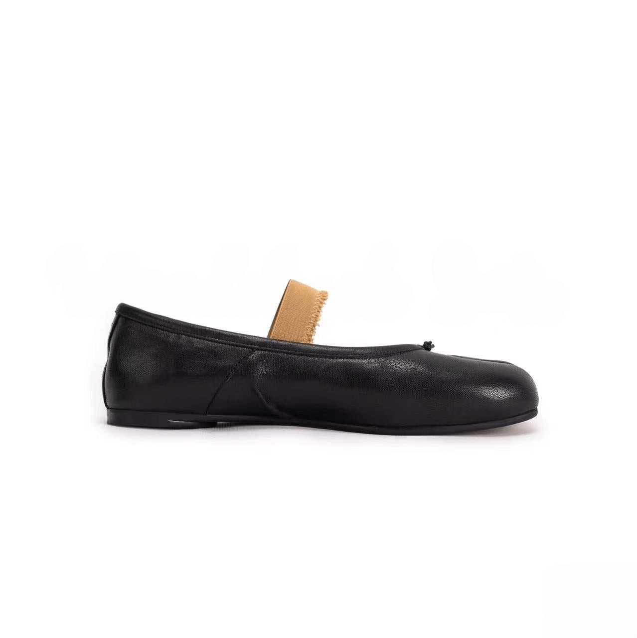 Black Leather Tabi Ballerinas Shoes - Sofia Romano