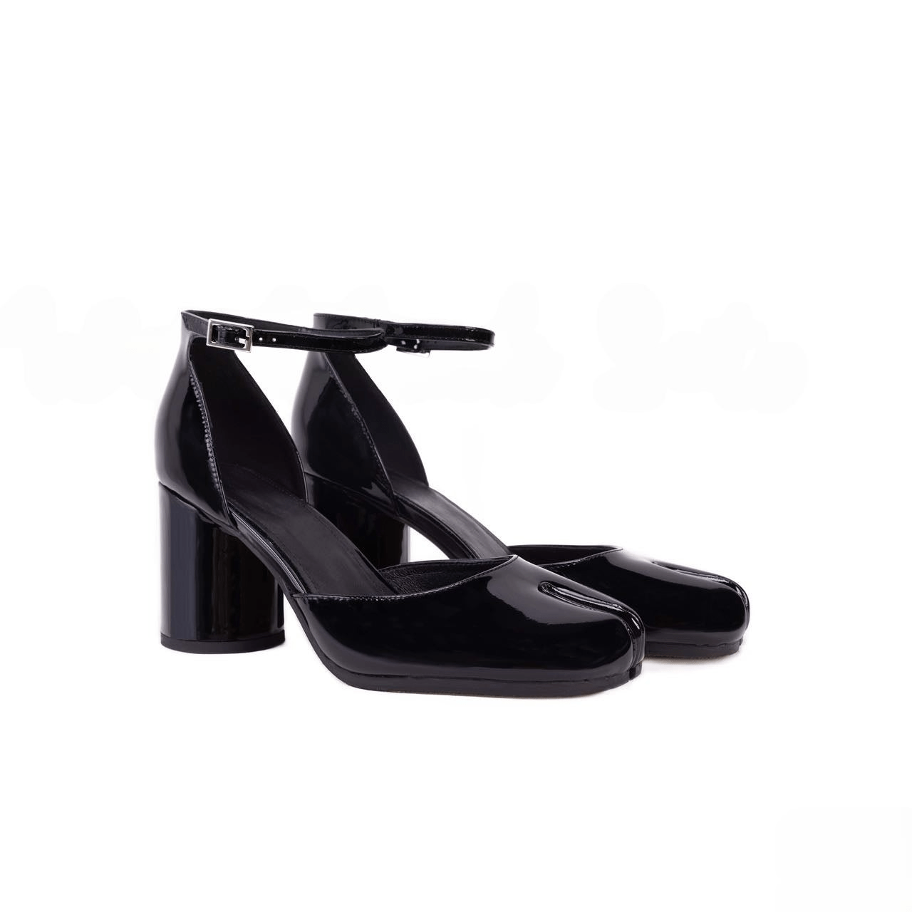 Black Leather Tabi Pumps 7.5cm Heel - Sofia Romano