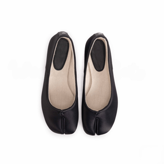 Black Satin Split - Toe Tabi Ballerinas - Sofia Romano