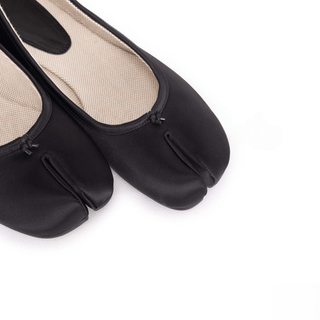 Black Satin Split - Toe Tabi Ballerinas - Sofia Romano