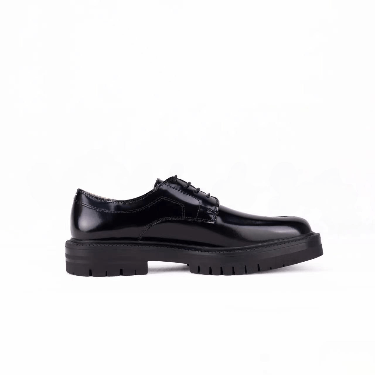 Black Tabi Glossy Split - Toe Leather Loafers - Sofia Romano