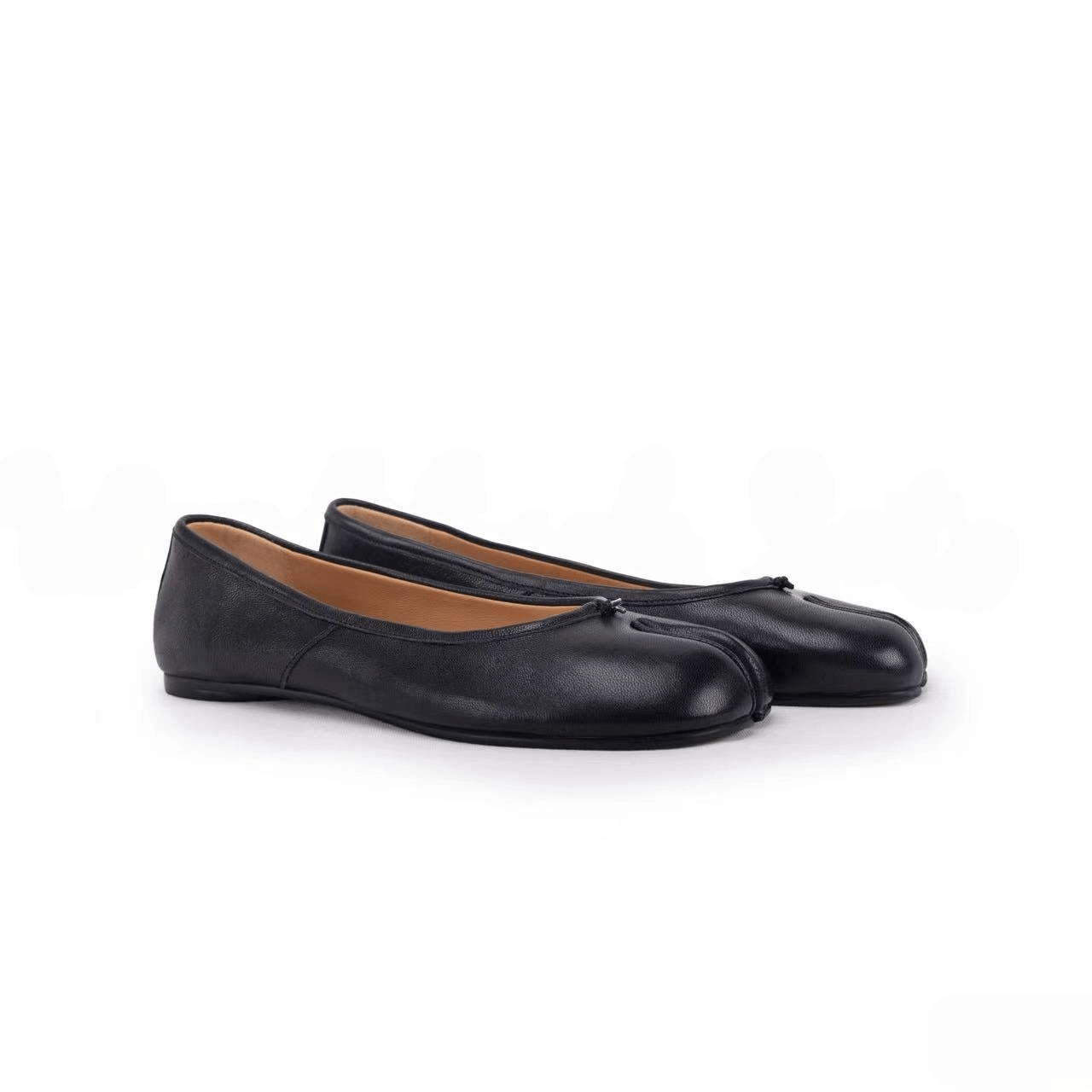 Black Tabi Leather Split - Toe Ballerinas - Sofia Romano