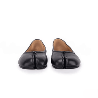 Black Tabi Leather Split - Toe Ballerinas - Sofia Romano