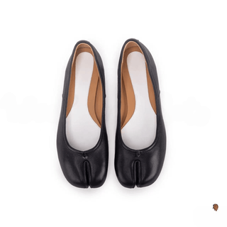 Black Tabi Leather Split - Toe Ballerinas - Sofia Romano