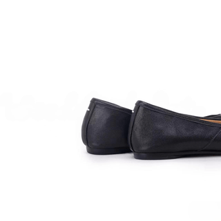 Black Tabi Leather Split - Toe Ballerinas - Sofia Romano