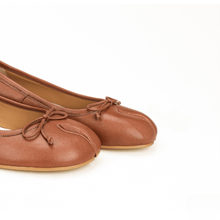 Brown Tabi Split - Toe Mary Jane Flats - Sofia Romano