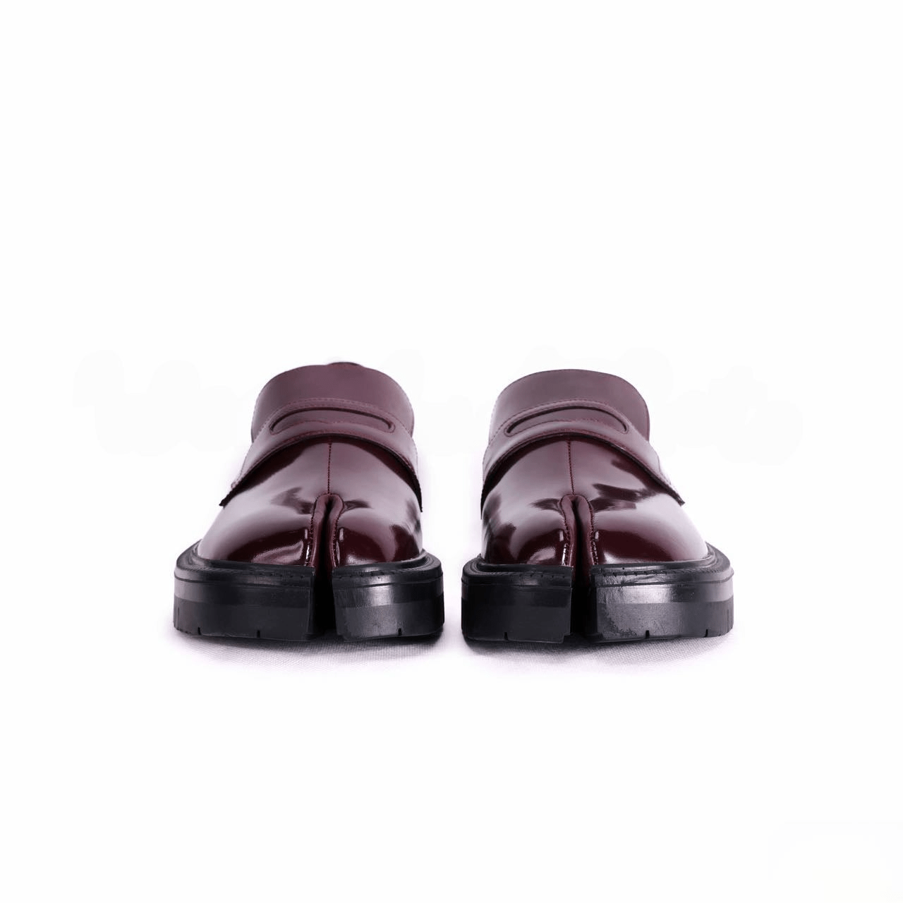 Burgundy Tabi Split - Toe Leather Loafers - Sofia Romano