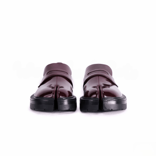 Burgundy Tabi Split - Toe Leather Loafers - Sofia Romano