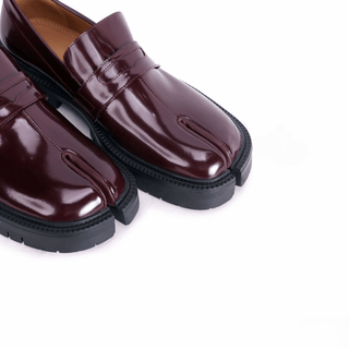 Burgundy Tabi Split - Toe Leather Loafers - Sofia Romano