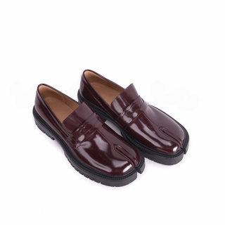 Burgundy Tabi Split - Toe Leather Loafers - Sofia Romano