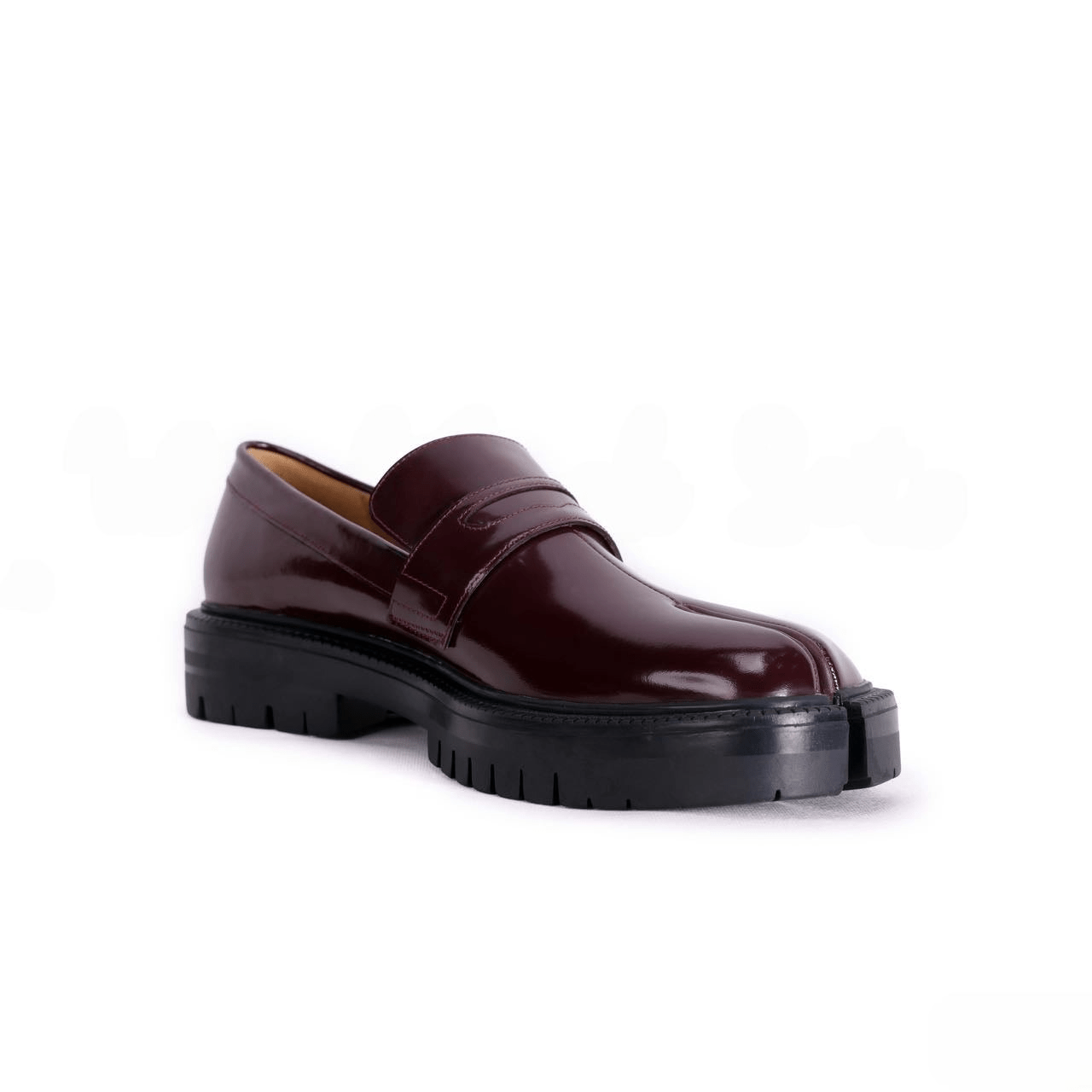 Burgundy Tabi Split - Toe Leather Loafers - Sofia Romano