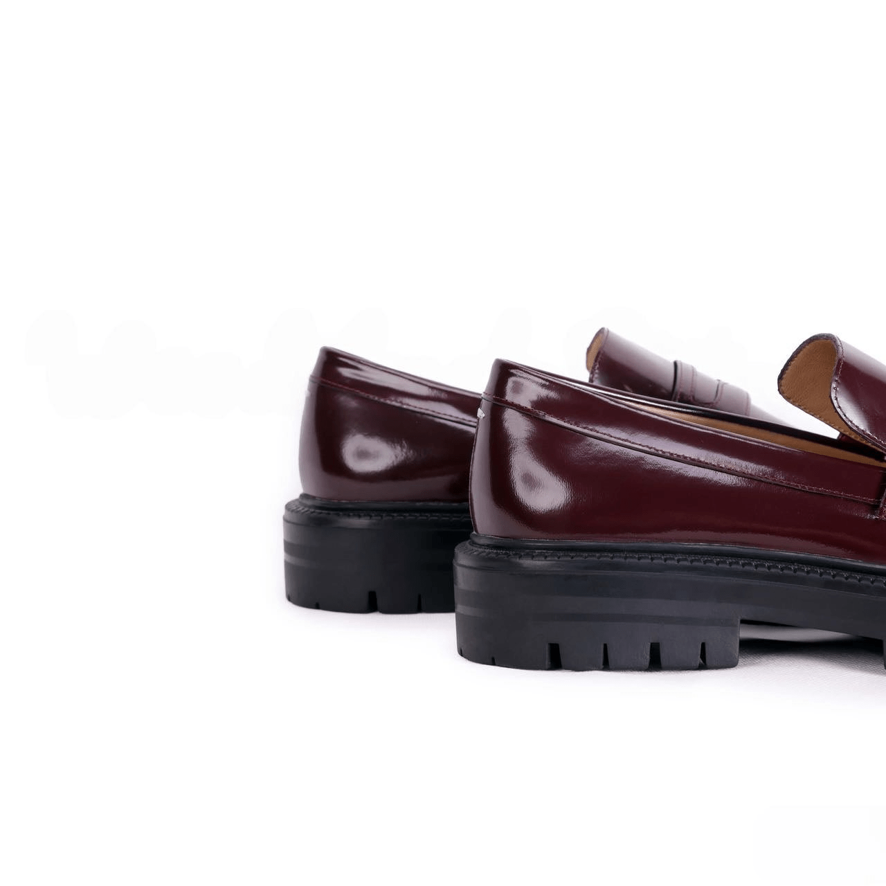 Burgundy Tabi Split - Toe Leather Loafers - Sofia Romano