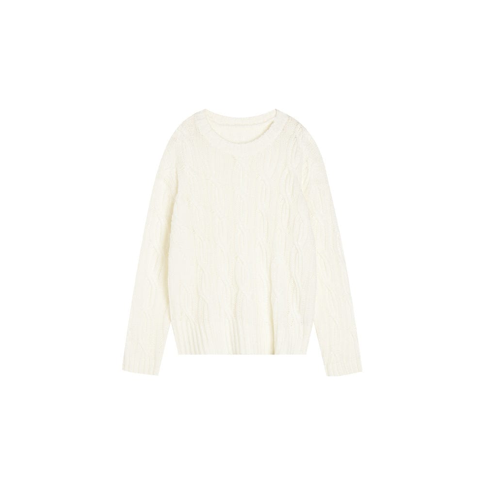 Cable Knit Round Neck Sweater - Sofia Romano