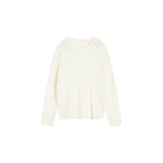 Cable Knit Round Neck Sweater - Sofia Romano