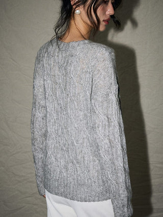 Cable Knit Round Neck Sweater - Sofia Romano