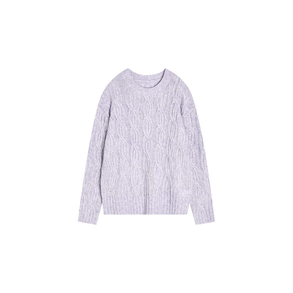 Cable Knit Round Neck Sweater - Sofia Romano