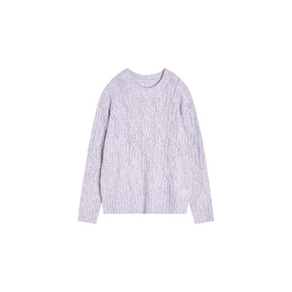 Cable Knit Round Neck Sweater - Sofia Romano