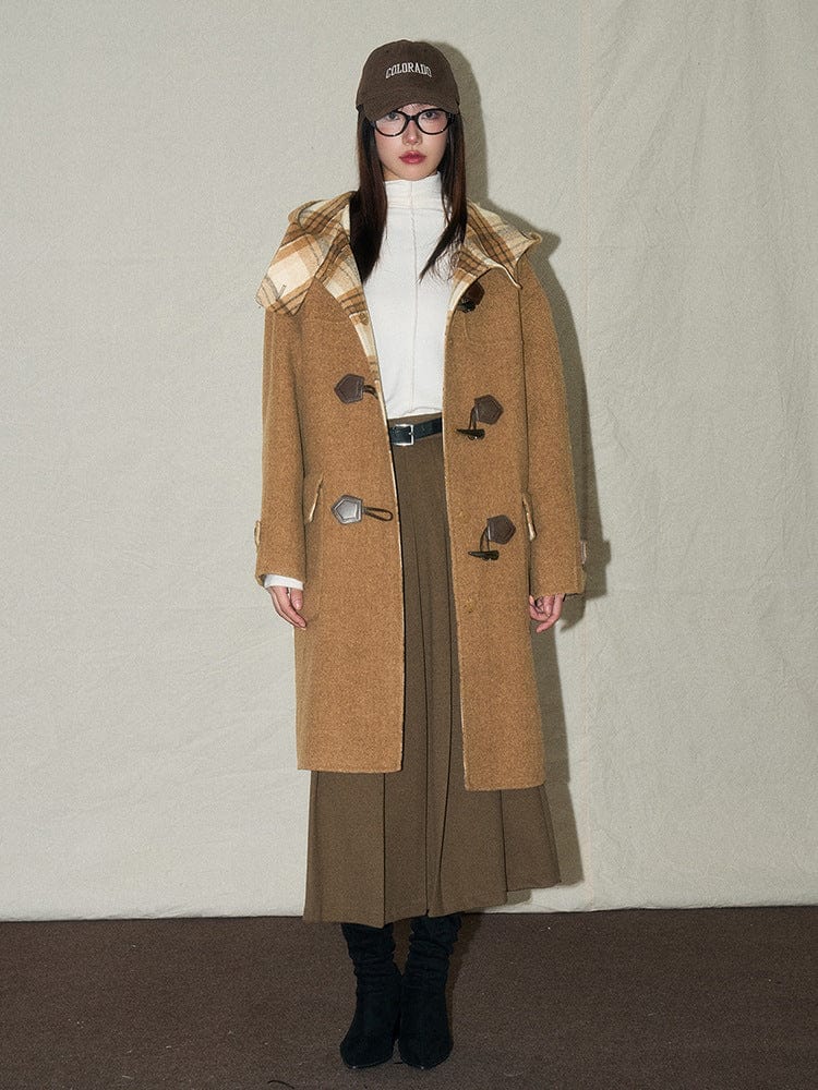 Camel Hooded Duffle Coat - Sofia Romano