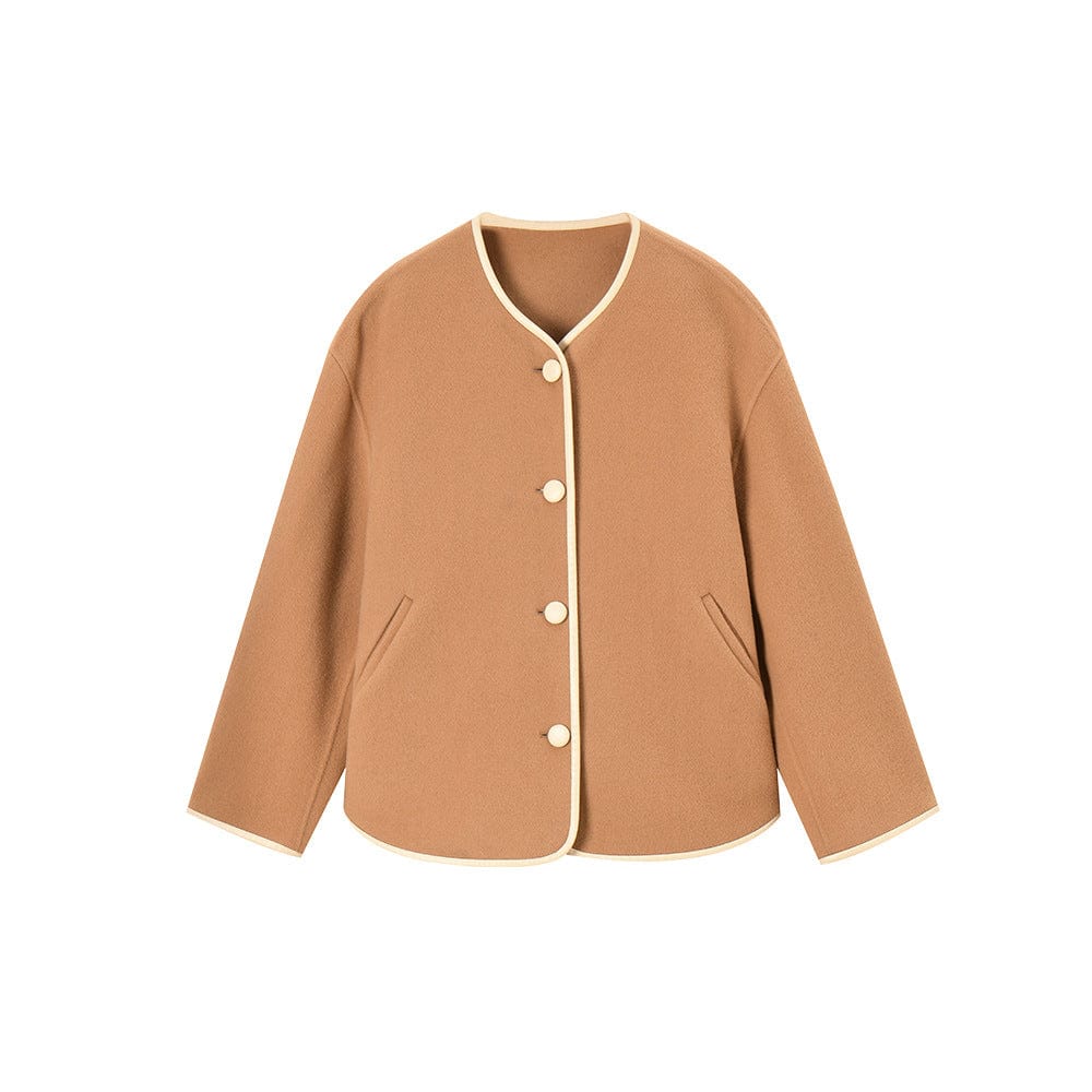 Camel Wool Cardigan Jacket - Sofia Romano