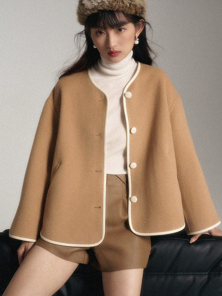 Camel Wool Cardigan Jacket - Sofia Romano