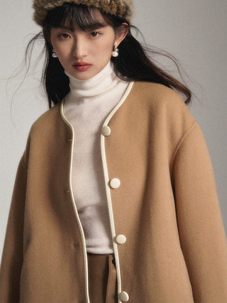 Camel Wool Cardigan Jacket - Sofia Romano