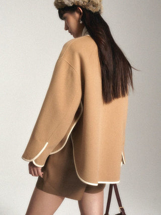 Camel Wool Cardigan Jacket - Sofia Romano