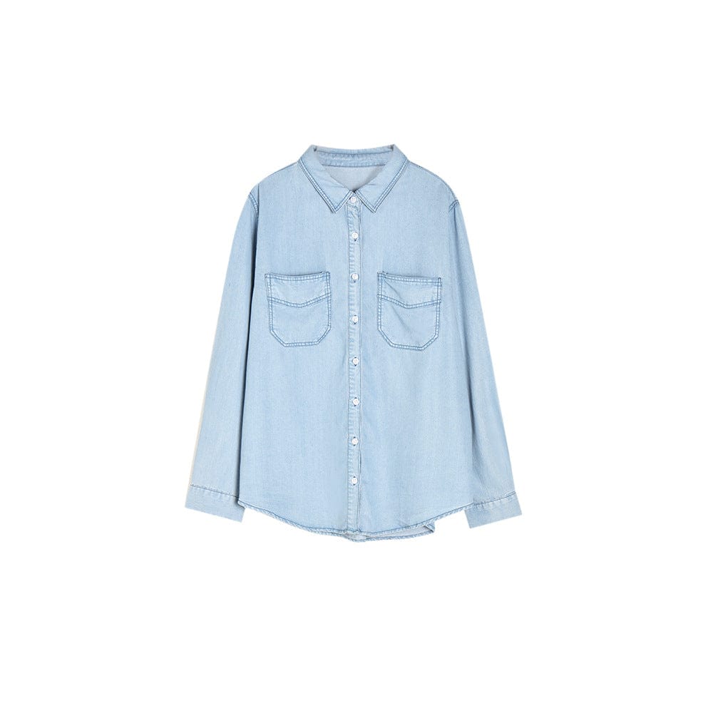 Casual Denim Shirt with Double Chest Pockets - Sofia Romano