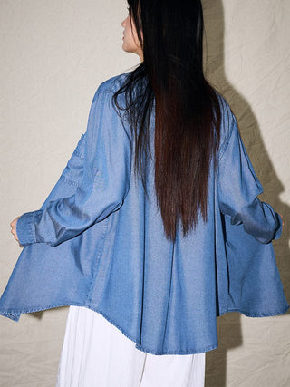 Casual Denim Shirt with Double Chest Pockets - Sofia Romano