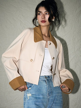 Contrast Collar Short Jacket - Sofia Romano