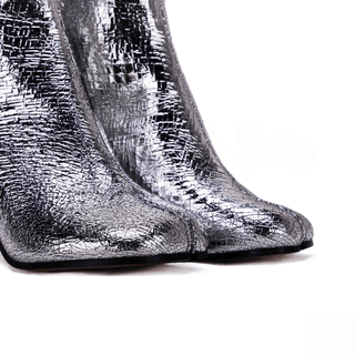 Cracked Silver Tabi Heels 8cm - Sofia Romano