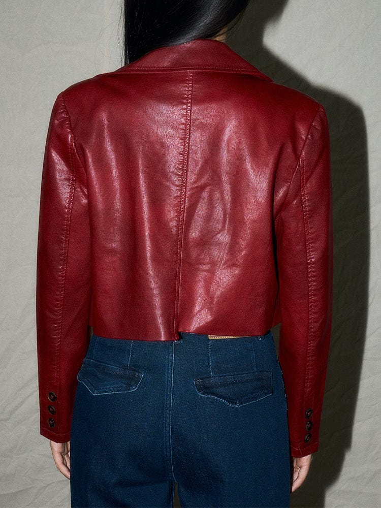 Cropped PU Leather Jacket - Sofia Romano