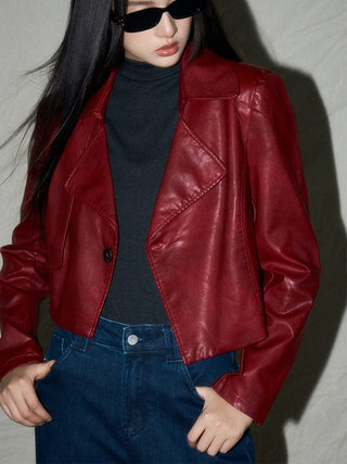 Cropped PU Leather Jacket - Sofia Romano