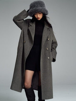 Double - Breasted Wool Blend Coat - Sofia Romano