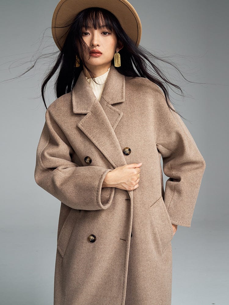 Double - Breasted Wool Blend Coat - Sofia Romano