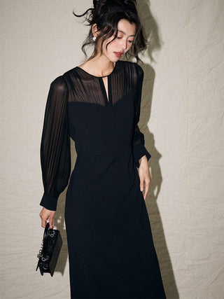 Elegant Black Midi Dress - Sofia Romano