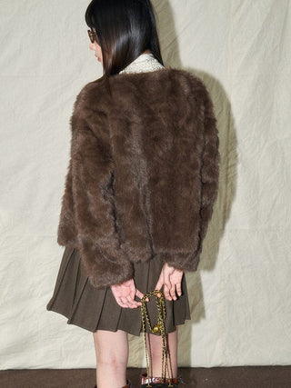 Faux Fur Button - Up Jacket - Sofia Romano