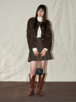 Faux Fur Button - Up Jacket - Sofia Romano